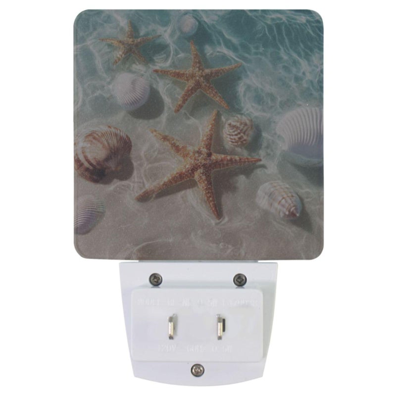 Vdsrup Summer Beach Starfishs Night Light Set of 2 Seashells Ocean Sea Plug-in LED Nightlights Auto Dusk-to-Dawn Sensor Lamp for Bedroom Bathroom Kitchen Hallway Stairs - Image 4